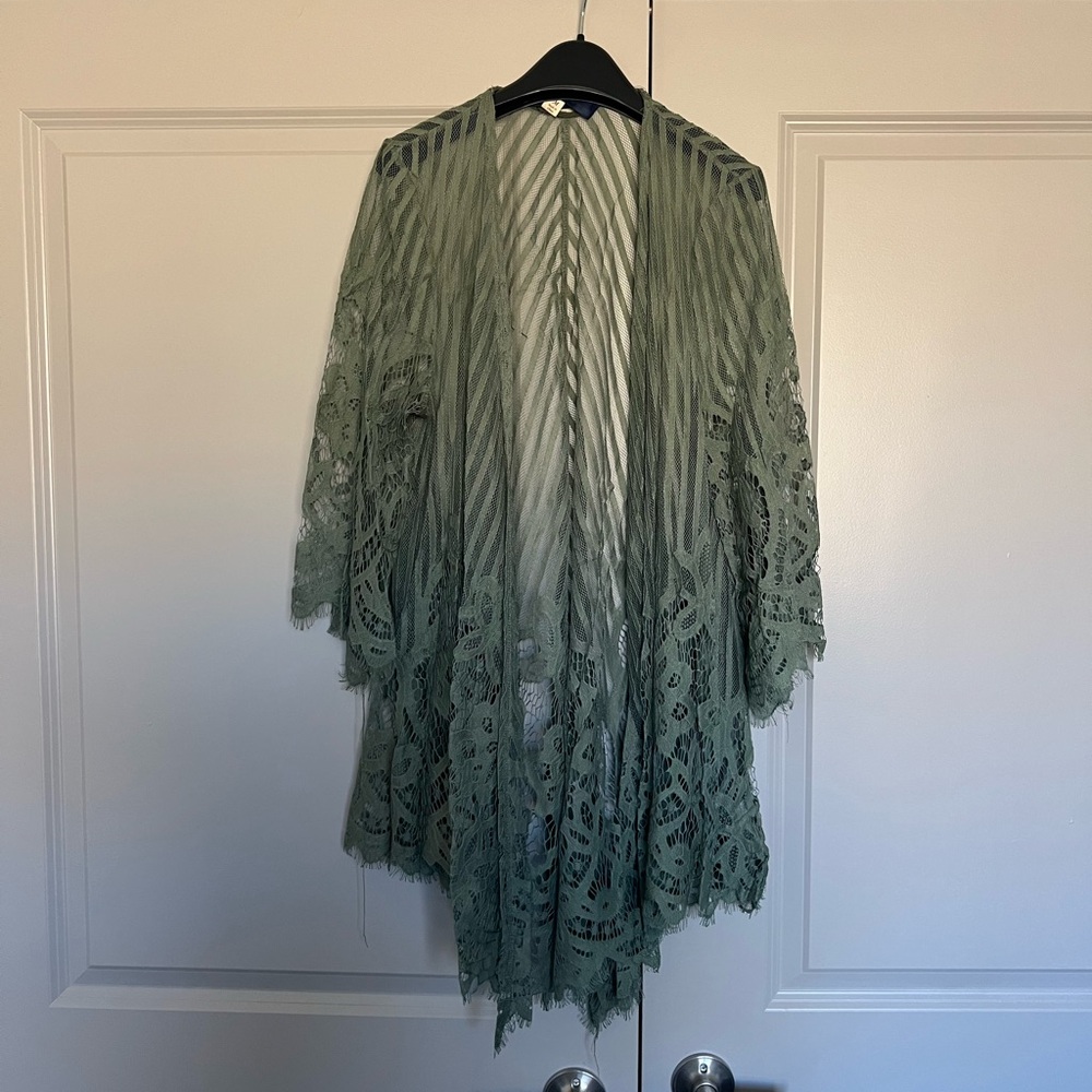 She Sky Green Lace Cardigan